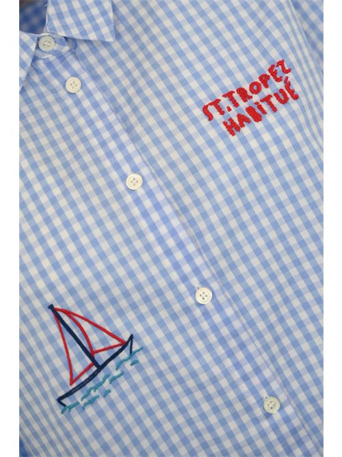 Camicia Brigitte a quadri in popeline con ricami Mc2 Saint Barth | BRIGITTE00067H POPELINE VICHY 31 TROPE